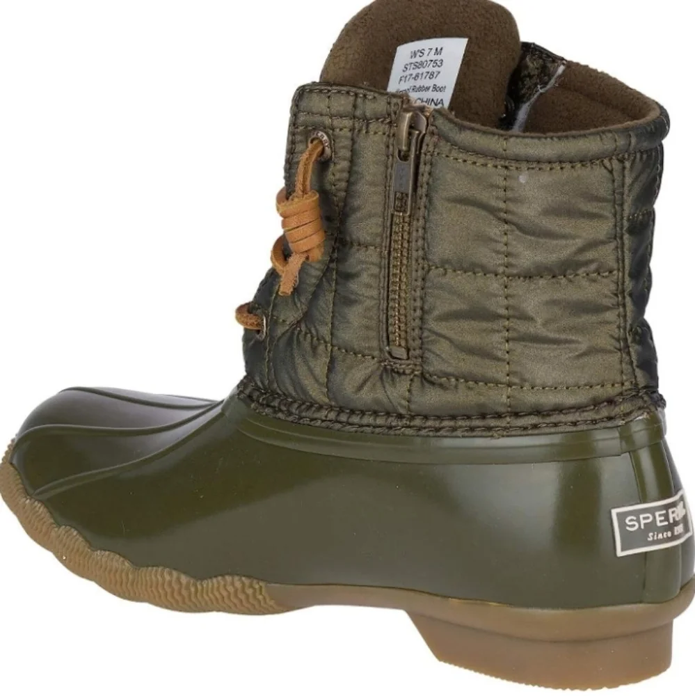 New Sperry Saltwater Shiny Quilted Duck  Boot